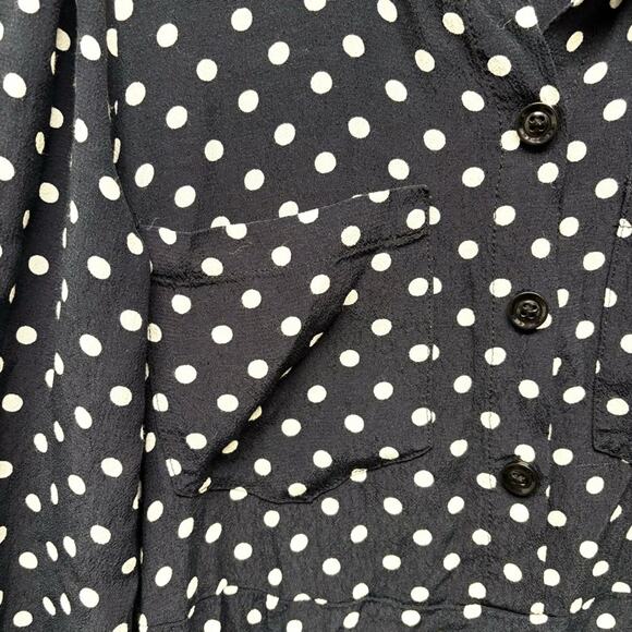 Zara Black Shirt Dress, White Polka Dots, Belt Loops, Button up, Size S - Picture 4 of 11